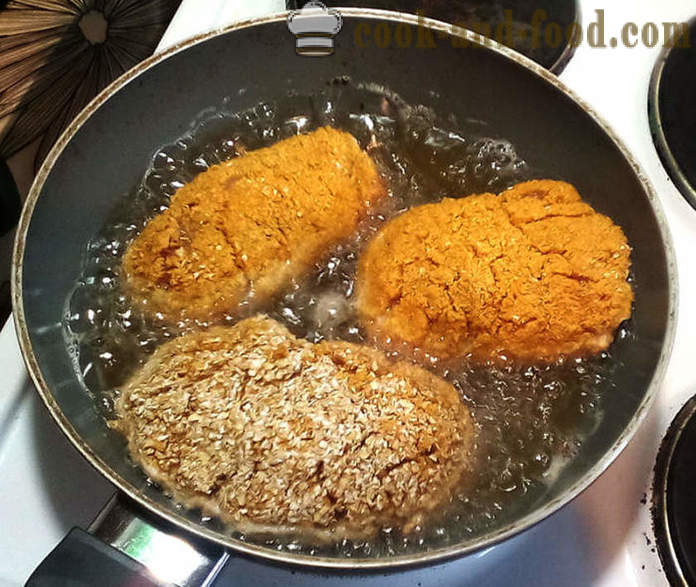 Costoletas da galinha com um recheio delicioso e crocante - como fazer bolos com uma crosta e recheio, com um passo a passo fotos de receitas