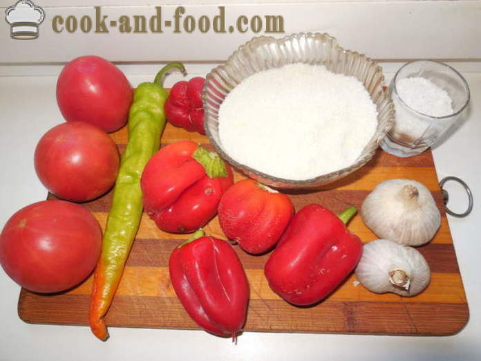 Adjika tomate saborosa, sino e pimentas sem cozinhar - como cozinhar adjika pimenta e tomate