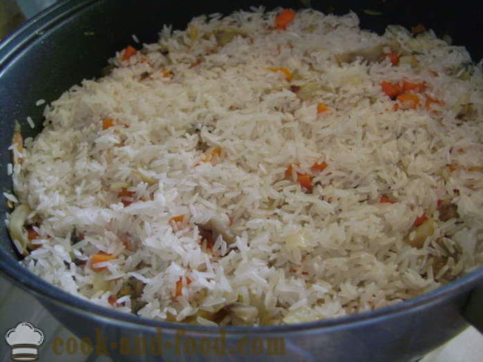 Pilaf sem carne com cogumelos em uma frigideira - Como cozinhar risotto sem carne com cogumelos, um passo a passo fotos de receitas