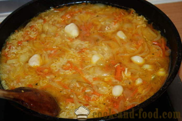 Prato delicioso de arroz com cenoura, cebola e alho - como cozinhar um delicioso prato de arroz, um passo a passo fotos de receitas