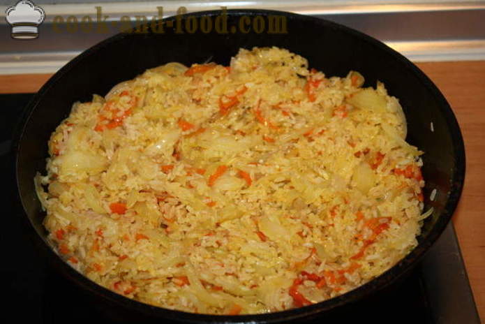 Prato delicioso de arroz com cenoura, cebola e alho - como cozinhar um delicioso prato de arroz, um passo a passo fotos de receitas