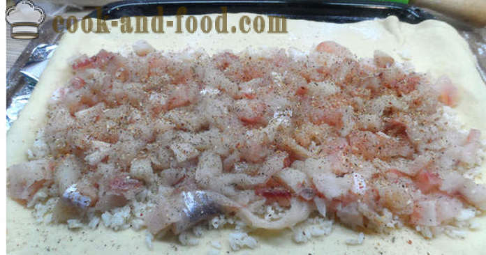 Bolo de fermento com peixe e arroz e peixe fresco - como cozinhar uma torta de peixe no forno, com um passo a passo fotos de receitas