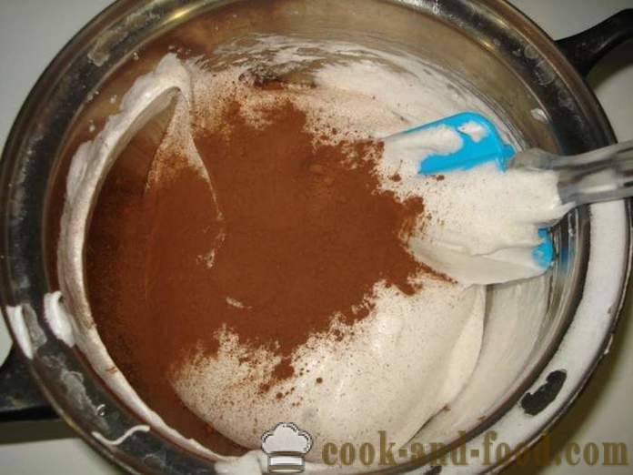 Merengue de chocolate com nozes - Como fazer um merengue de chocolate em casa, fotos passo a passo receita