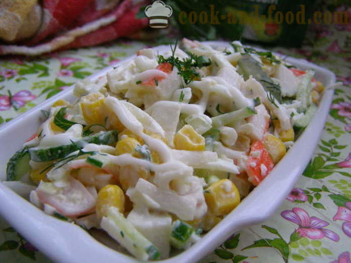 Salada de caranguejo delicioso com milho e ovos - como cozinhar salada de caranguejo com milho rápida e saborosa, com um passo a passo fotos de receitas