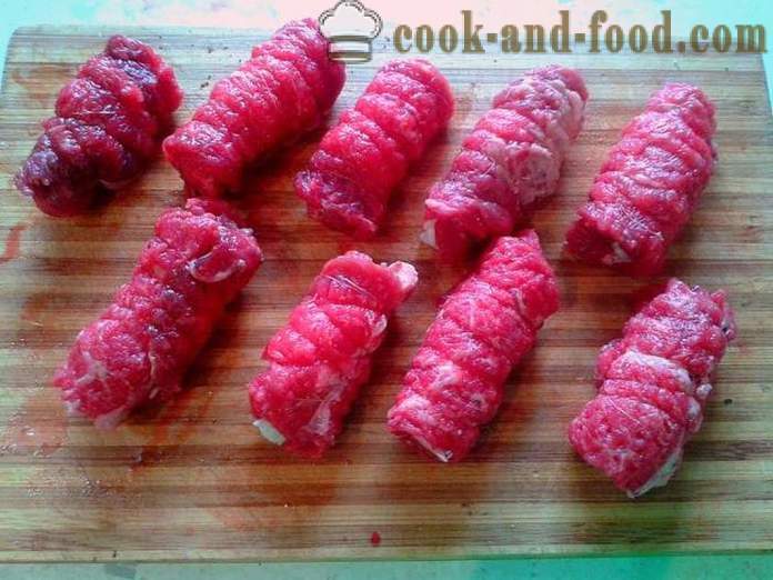 Rolos de carne na panela - como cozinhar rolos de carne com recheio, um passo a passo fotos de receitas