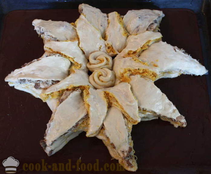 Torta de peixe com massa de pão no forno - como cozinhar uma torta de peixe, um passo a passo fotos de receitas