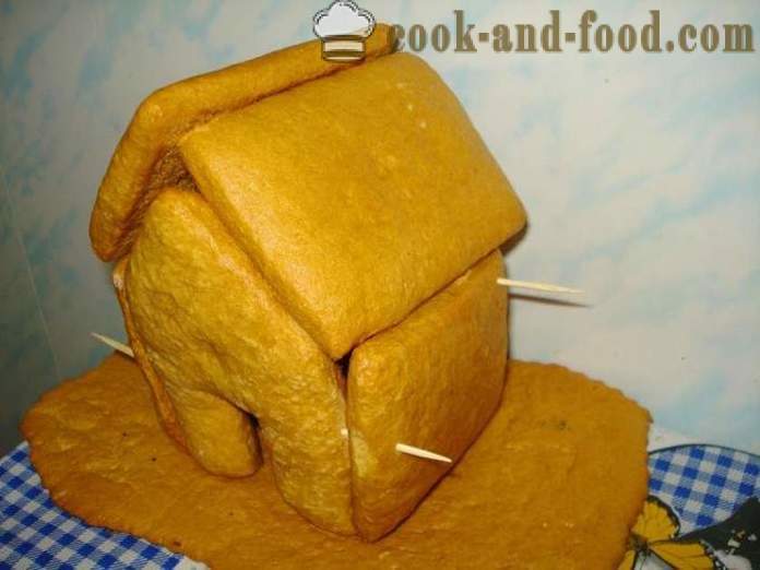 Casa de pão de massa de pão de gengibre com as mãos - como fazer uma casa de gengibre em casa, passo a passo fotos de receitas