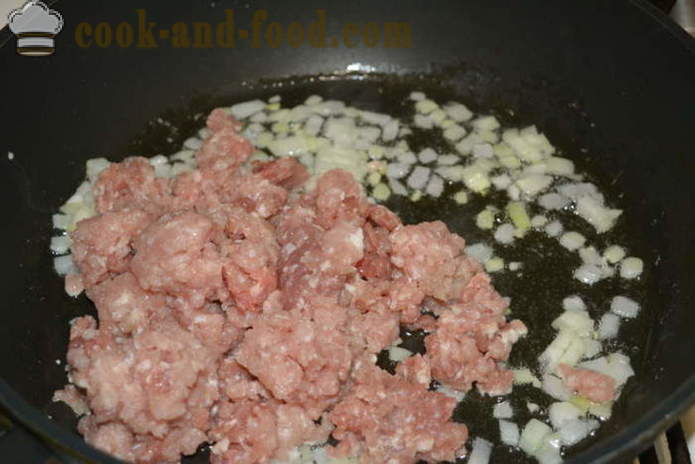Pasta náutico com carne picada em uma frigideira - como cozinhar massas náutico com carne picada, um passo a passo fotos de receitas