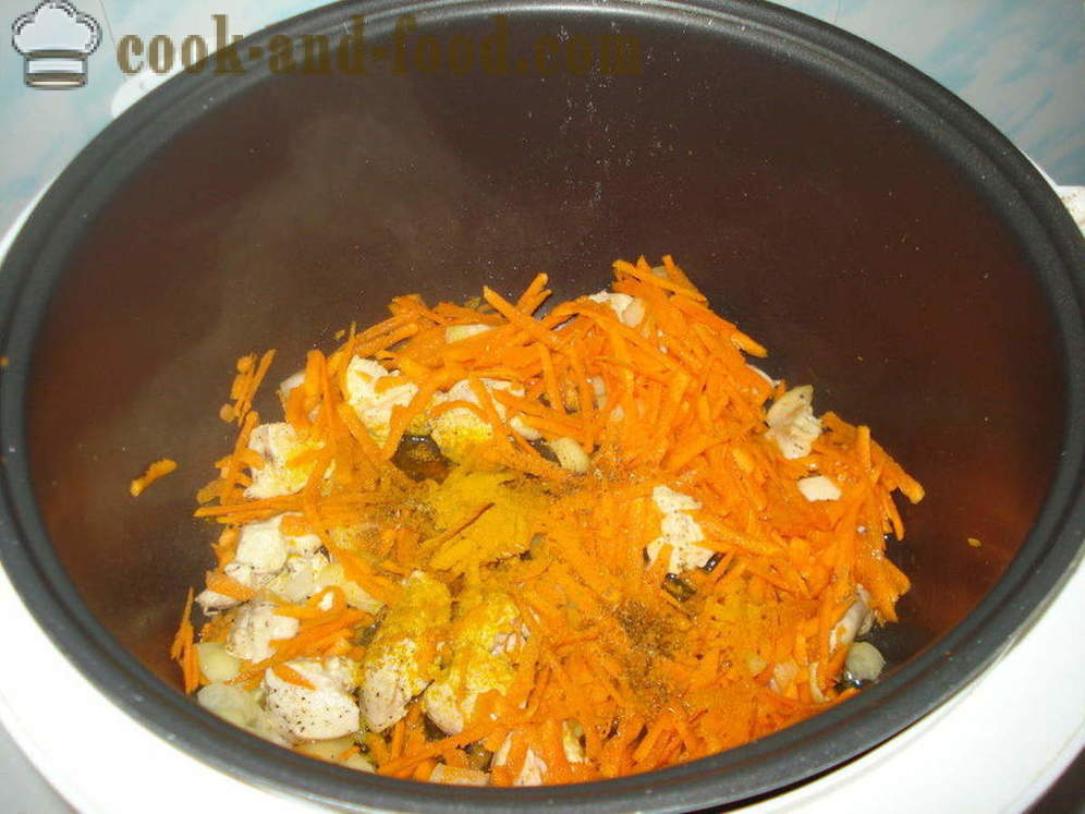 Pilaf com galinha em multivarka - como cozinhar risoto com frango em multivarka, passo a passo fotos de receitas