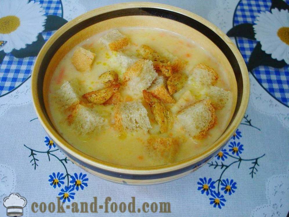Sopa de ervilha com frango e croutons - como cozinhar sopa de ervilha com frango e queijo derretido, um passo a passo fotos de receitas