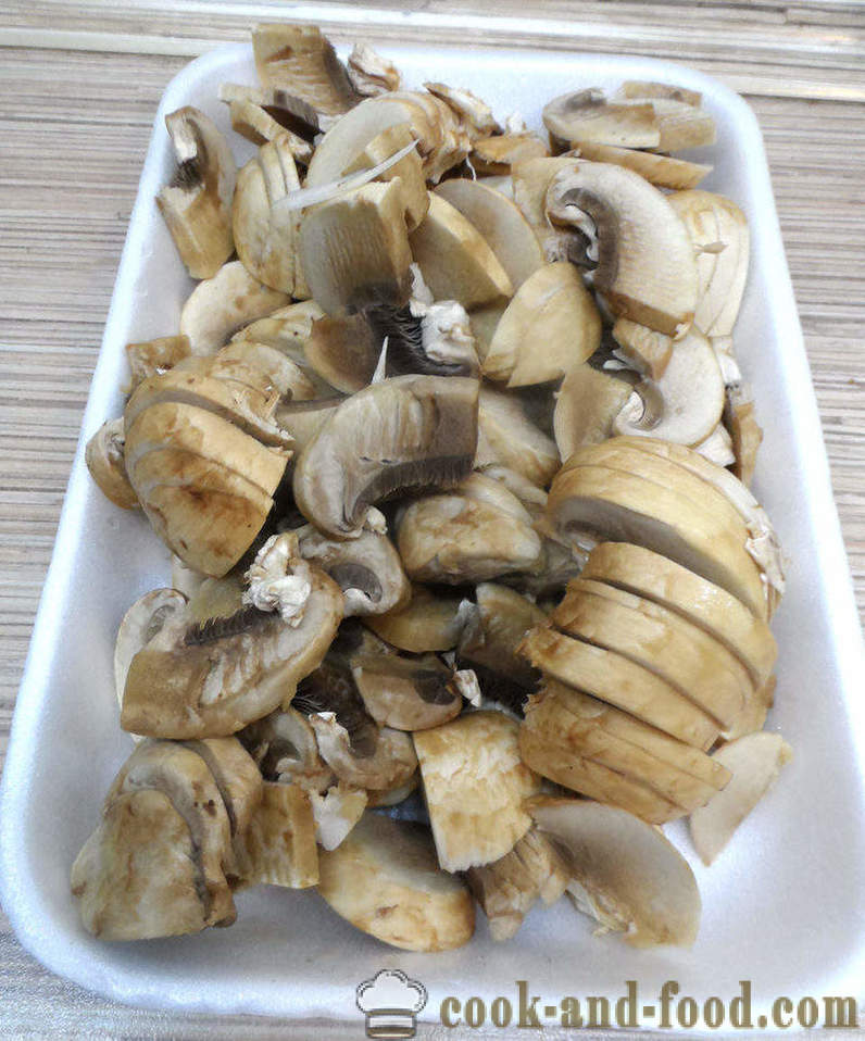 Corações de frango com cogumelos em multivarka - como cozinhar corações de frango com cogumelos, um passo a passo fotos de receitas