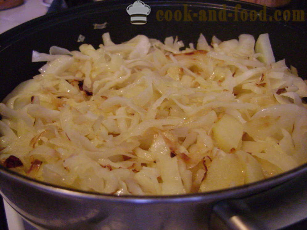 Repolho refogado com batatas, frango e cogumelos - tanto saborosa para cozinhar couve cozida, passo a passo fotos de receitas