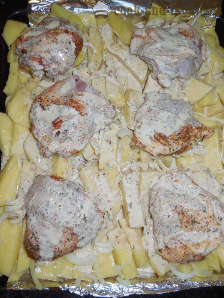 Coxa de frango com batatas no forno - como cozinhar um delicioso coxas de frango com batatas, um passo a passo fotos de receitas