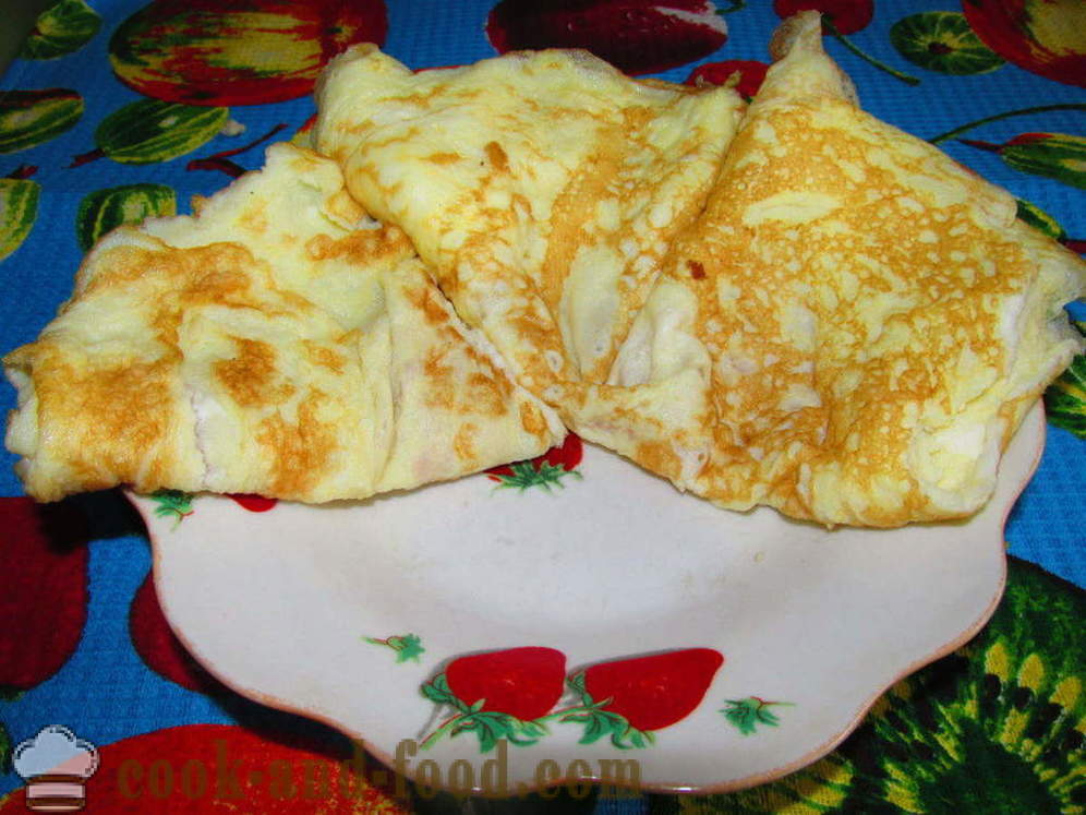 Salada com panquecas ovos e frango - Como preparar uma salada com panquecas, ovos, passo a passo fotos de receitas