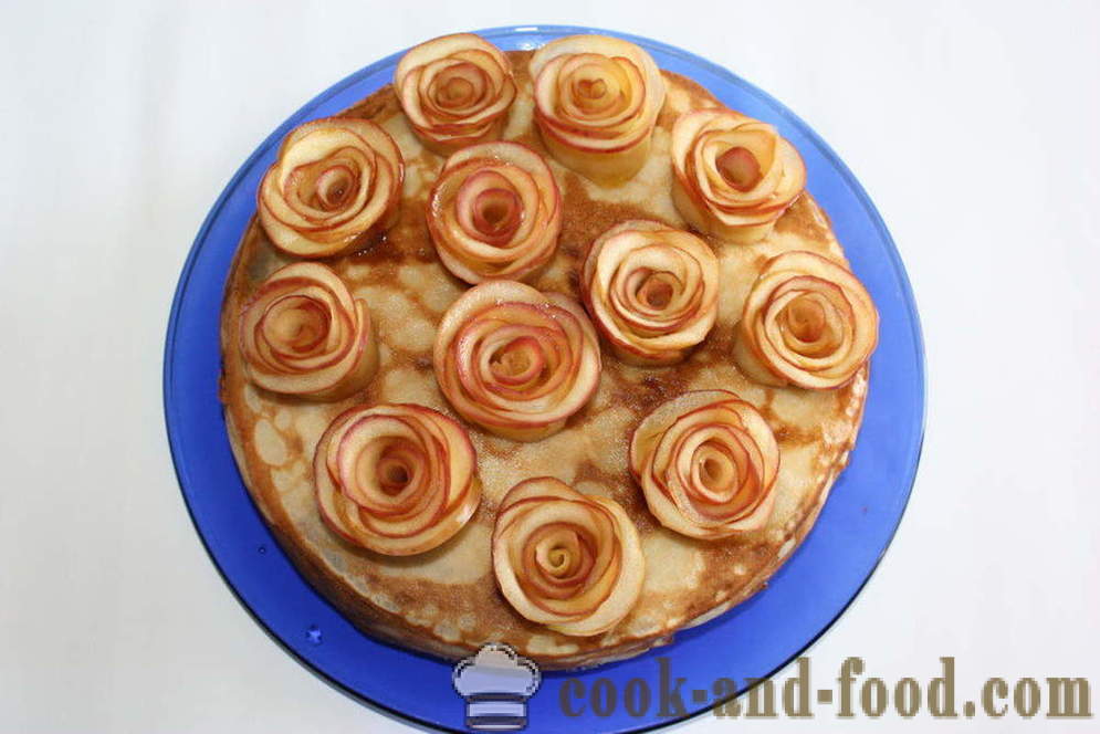 Bolo de panqueca com queijo creme e maçã rosas - como fazer um bolo de panqueca com requeijão, um passo a passo fotos de receitas