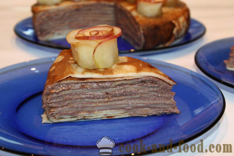 Bolo de panqueca com queijo creme e maçã rosas - como fazer um bolo de panqueca com requeijão, um passo a passo fotos de receitas