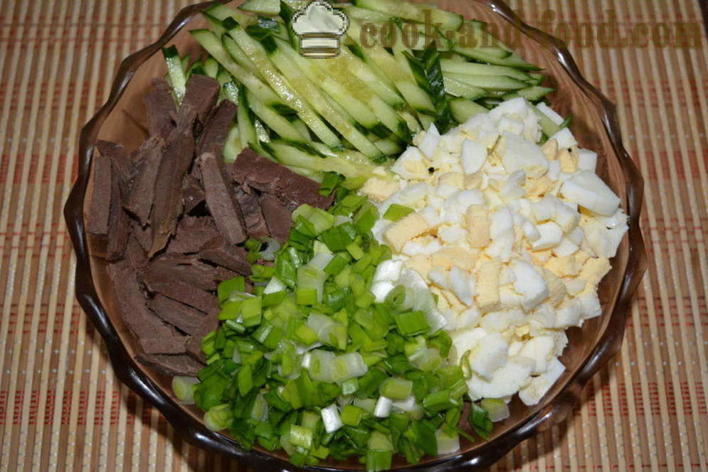 Salada de coração de boi com pepino e ovo - como preparar uma salada de corações, um passo a passo fotos de receitas