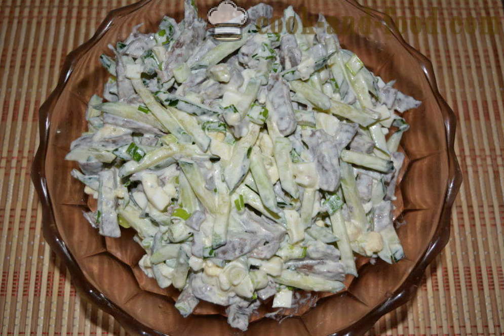 Salada de coração de boi com pepino e ovo - como preparar uma salada de corações, um passo a passo fotos de receitas