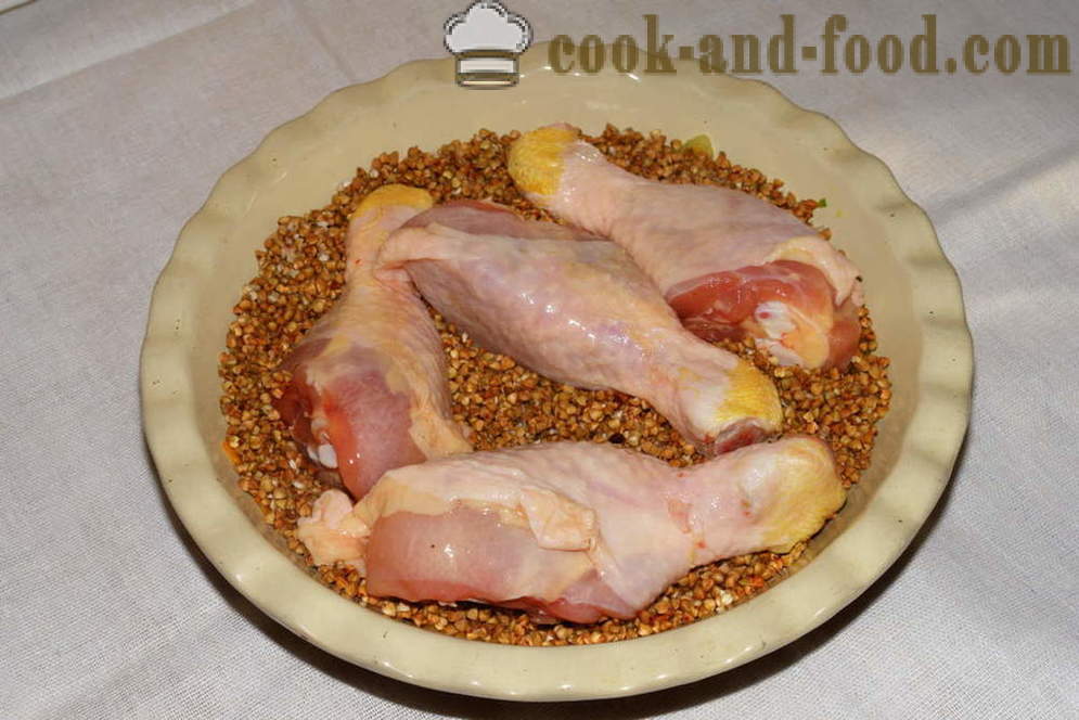Buckwheat frango assado no forno - como cozinhar frango com trigo mourisco no forno, com um passo a passo fotos de receitas