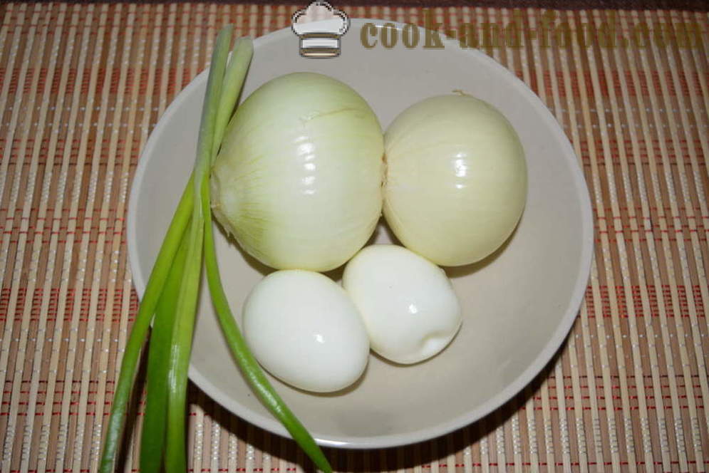 Salada de cebola de cebola com ovo e maionese - como cozinhar a salada de cebola, um passo a passo fotos de receitas