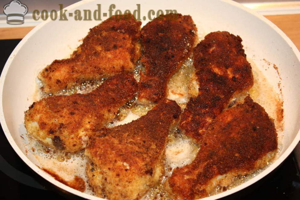 Pernas de frango crocantes em massa - como fritar pernas de frango em pan-passo fotos de receitas