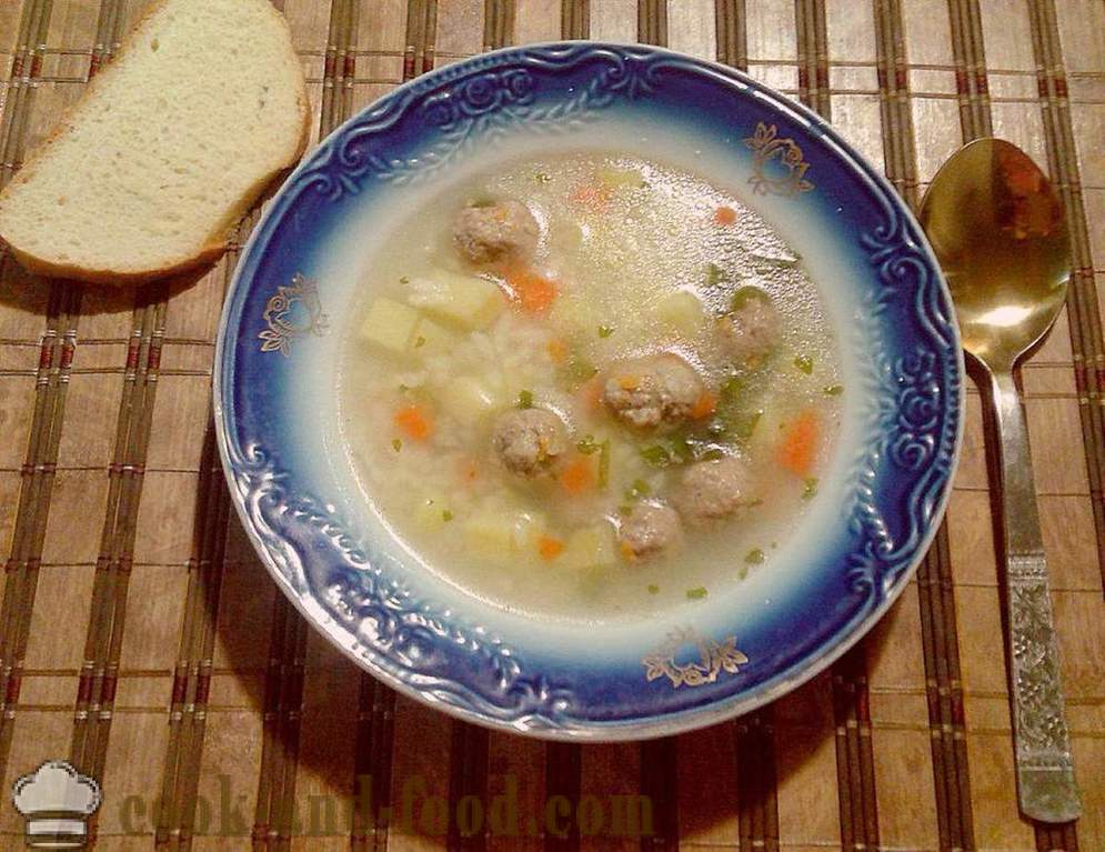 Sopa simples com almôndegas e arroz - como cozinhar sopa com almôndegas em multivarka, passo a passo fotos de receitas