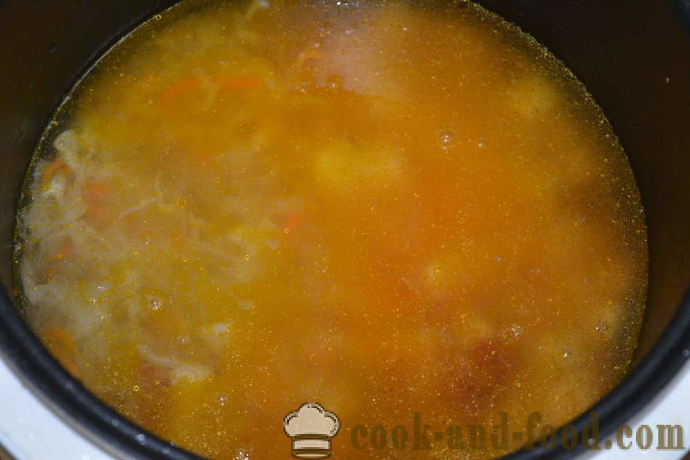 Azedo sopa de chucrute com multivarka carne - como cozinhar sopa de chucrute em multivarka, passo a passo fotos de receitas