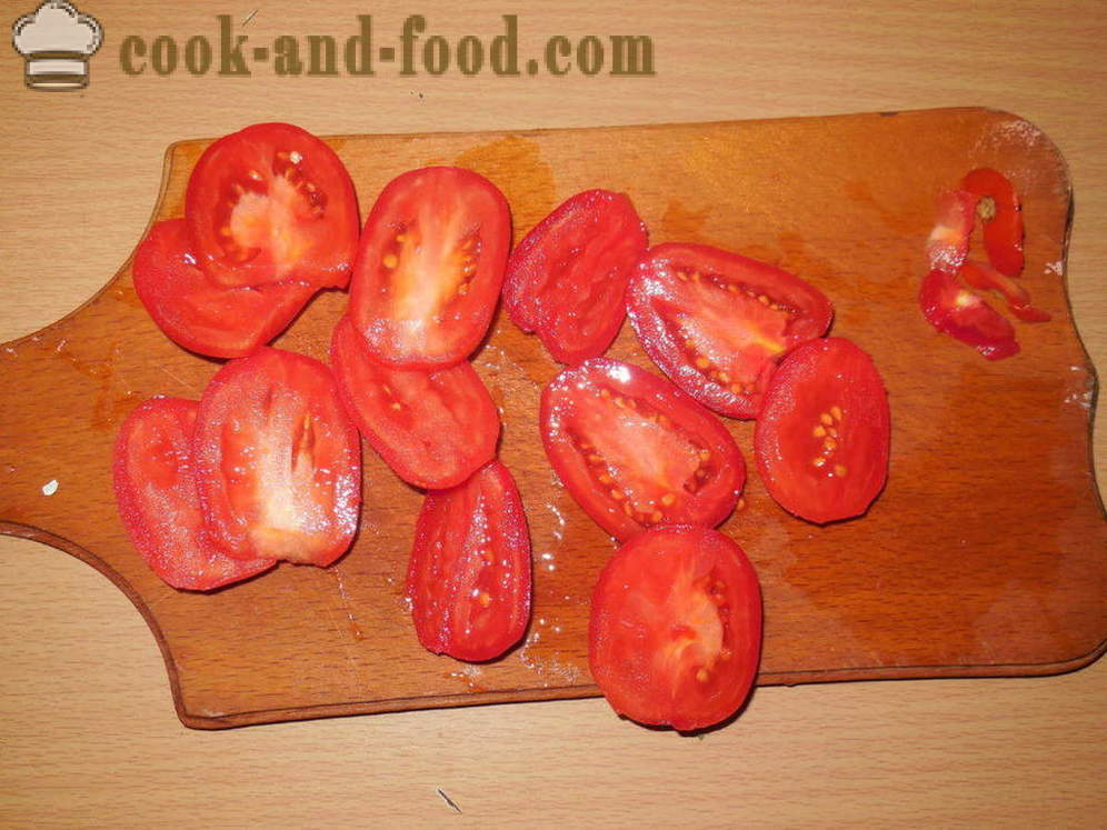 Berinjela assada com carne e tomate - berinjela assada como com a carne no forno, com um passo a passo fotos de receitas