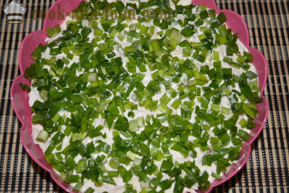 Salada em camadas com frango e cogumelos - como cozinhar salada de frango em camadas com cogumelos, um passo a passo fotos de receitas