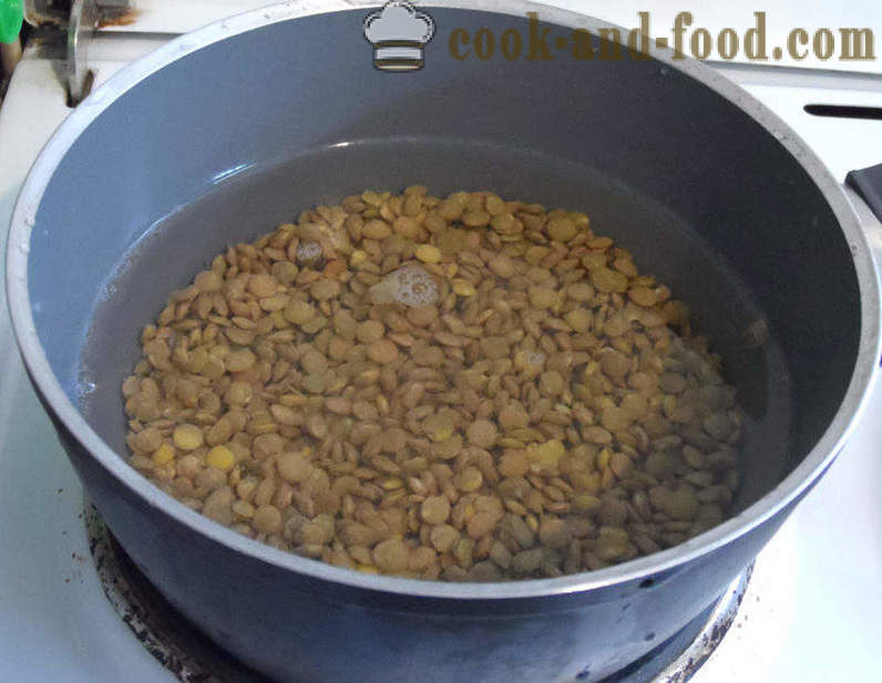 Abóbora e sopa de lentilha - como cozinhar sopa de lentilhas marrons, passo a passo fotos de receitas