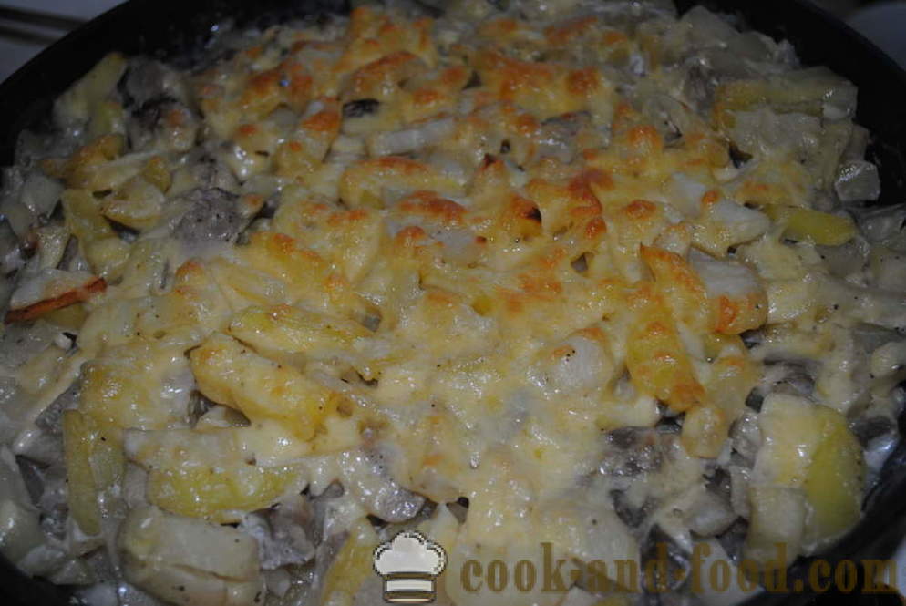 Batata cozida com queijo e cogumelos - ambos saborosas batatas assadas no forno, com um passo a passo fotos de receitas