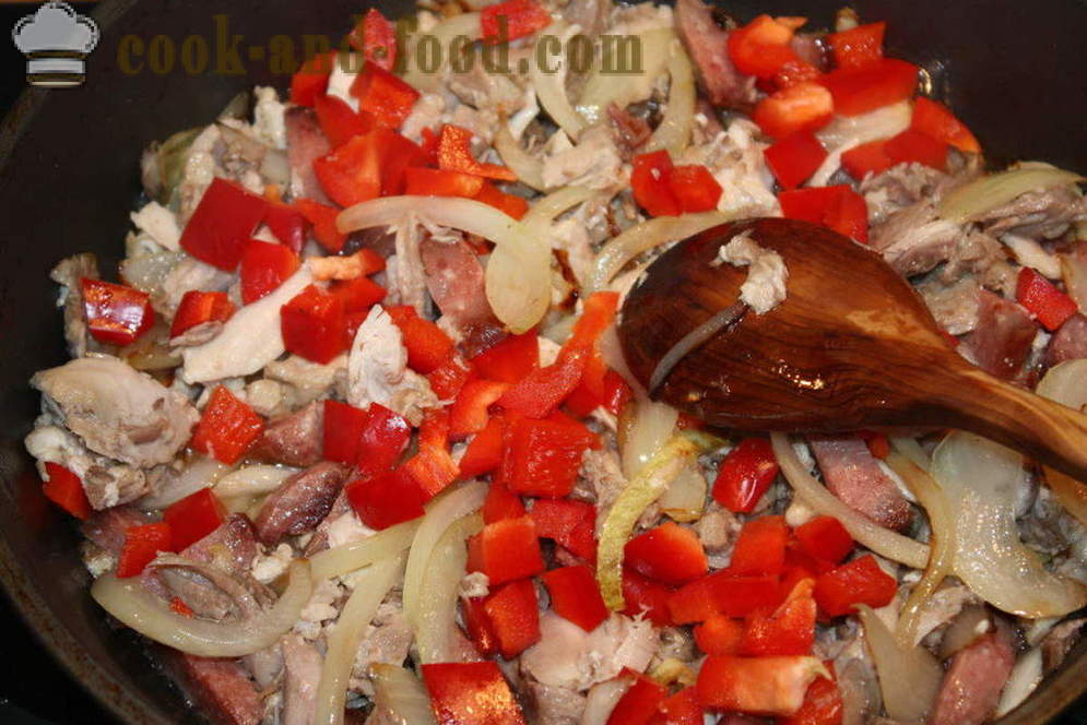Caçarola com frango, bacon e feijão verde no forno - como fazer uma caçarola no forno, com um passo a passo fotos de receitas