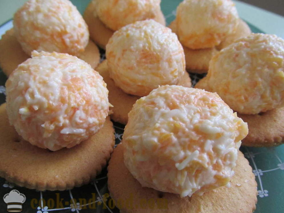 Lanche Original em biscoitos: creme de queijo, alho, maionese e cenoura - como fazer queijo aperitivo, um passo a passo fotos de receitas