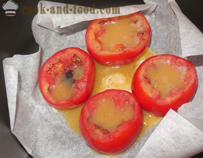 Ovos mexidos originais ou tomates em um delicioso tomate com ovo e queijo - como cozinhar ovos mexidos, fotos passo a passo receita