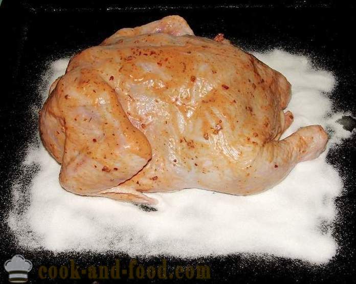 Sal frango no forno - como cozinhar frango para o sal, um passo a passo fotos de receitas