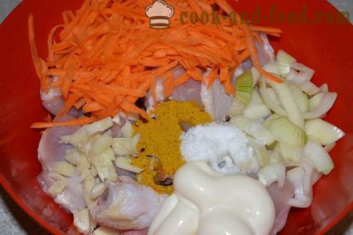 Pilão de galinha em multivarka com vegetais e molho - delicioso para cozinhar coxinhas de frango em multivarka, fotos passo a passo receita
