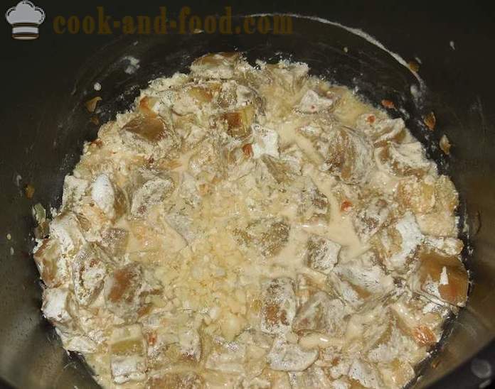 Berinjela estufado em creme de leite com alho como cogumelos - Como cozinhar berinjela cozida com creme de leite, um passo a passo fotos de receitas