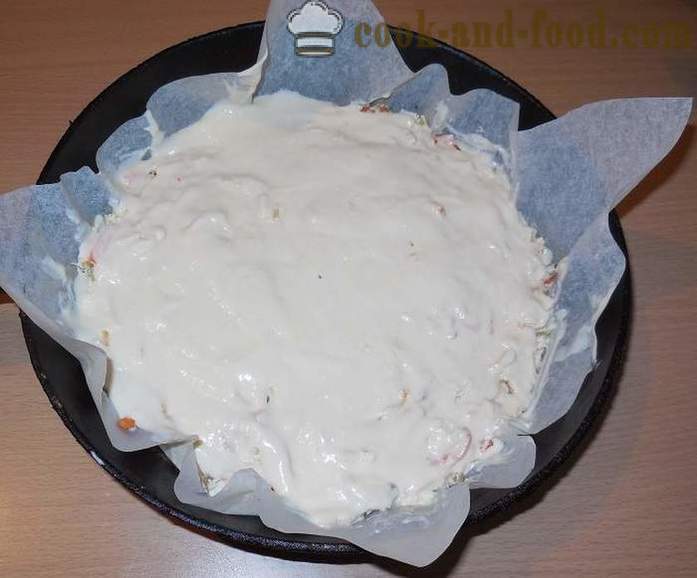 Bolo de gelatinoso em kefir com carne e legumes - como cozinhar uma torta recheada com enchimento, um passo a passo fotos de receitas
