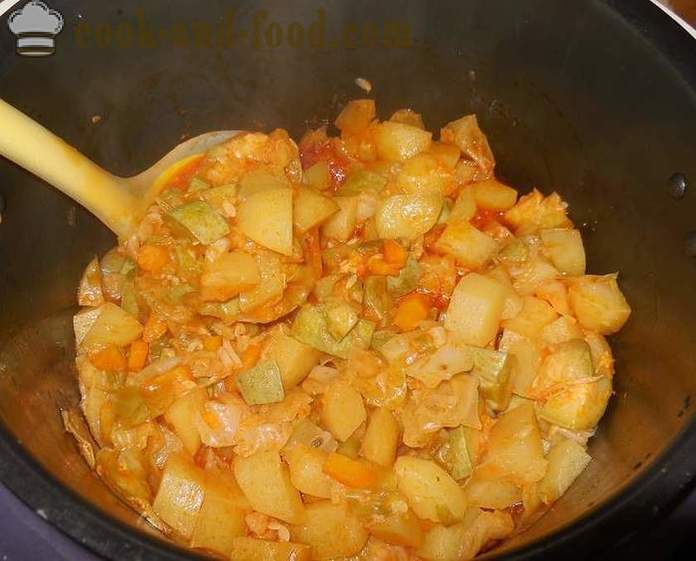 Ensopado de legumes com abobrinha, couve e batatas em multivarka - como cozinhar ensopado de legumes - receita passo a passo, com fotos