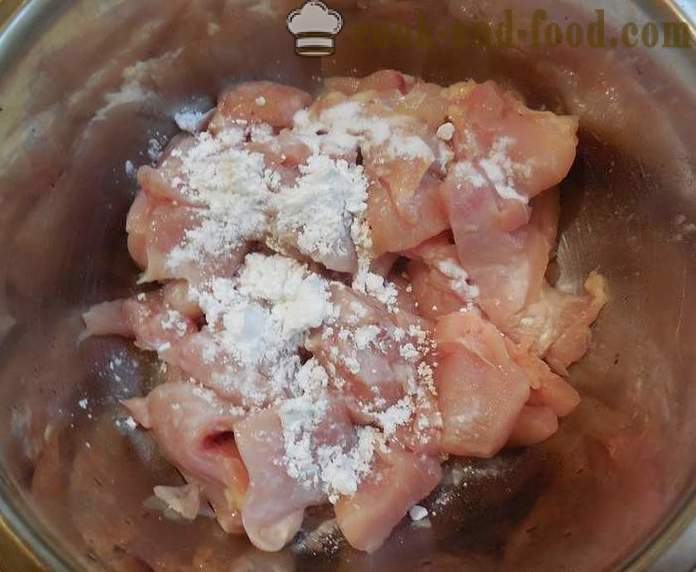 Como cozinhar frango em uma panela com o amido - suculento e saboroso - a receita com uma foto