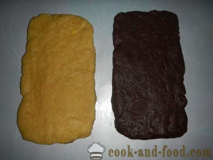 Pastelaria francesa Sable - como cozinhar um delicioso shortbread de duas cores - receita com as fotos, passo a passo