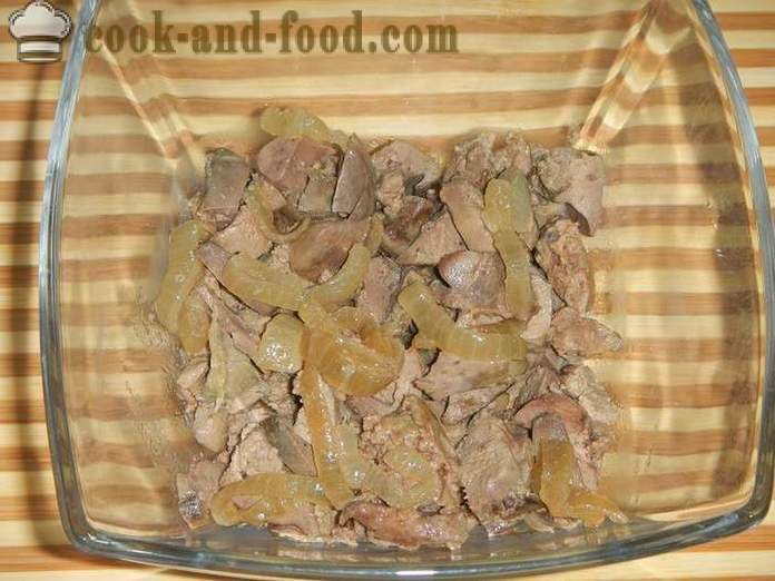 Salada simples de fígado de galinha - passo a passo receita para camadas salada de fígado (com fotos).