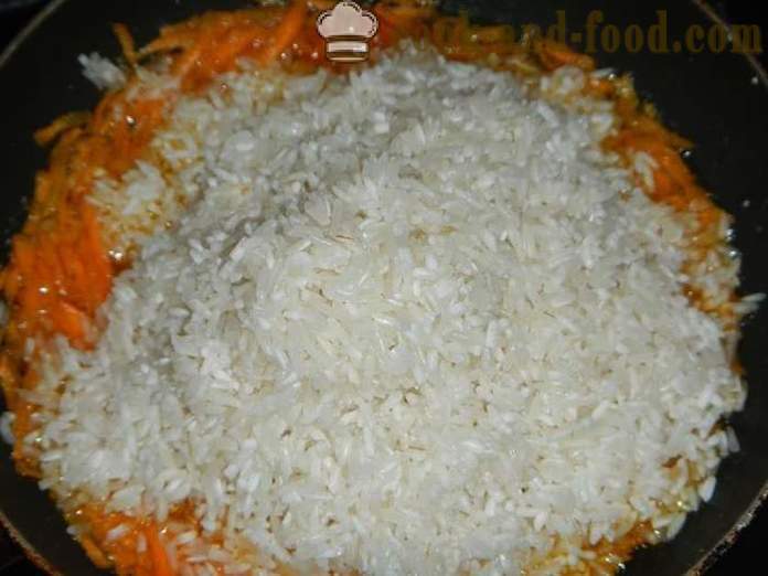 Carne de porco e arroz crocante em multivarka - como cozinhar arroz com carne em multivarka, passo a passo receita com as fotos.