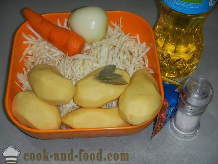 Ensopado de legumes com batatas e repolho em multivarka, panela ou frigideira. Receita como fazer guisado de legumes - passo a passo com fotos.