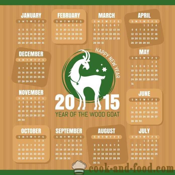 Calendário para 2015 Year of the Goat (Sheep): baixar calendário de Natal livre com cabras e ovelhas.