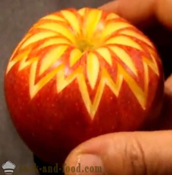 Decorações de frutas para pratos, bolo, tabela ou escultura fora de uma maçã com uma foto, vídeo
