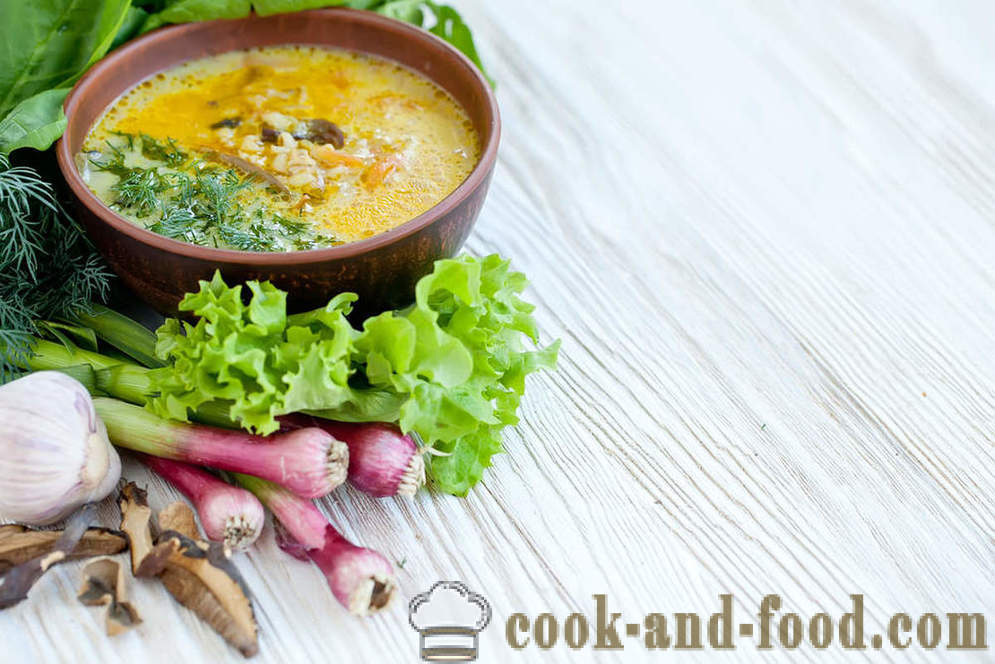 Preparar pratos incomuns: Sopa com ervilhas e cogumelos - receitas video em casa